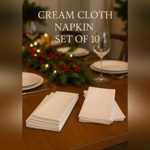 Elegant Cloth Cream Napkin, linen/cotton blend, Set of 10